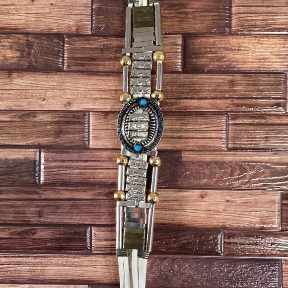 Vintage Women’s Medium Western Belt White & Silver - Picture 5 of 16